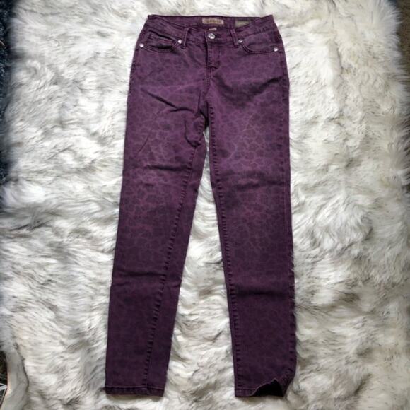 Nine West Vintage America Low Rise Purple Leopard Animal Print Jeans - Picture 6 of 8